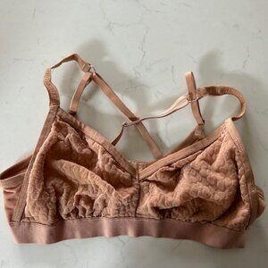 Aerie XL Wireless Unpadded Crossback Bralette Brown Flocked Velvet Leopard